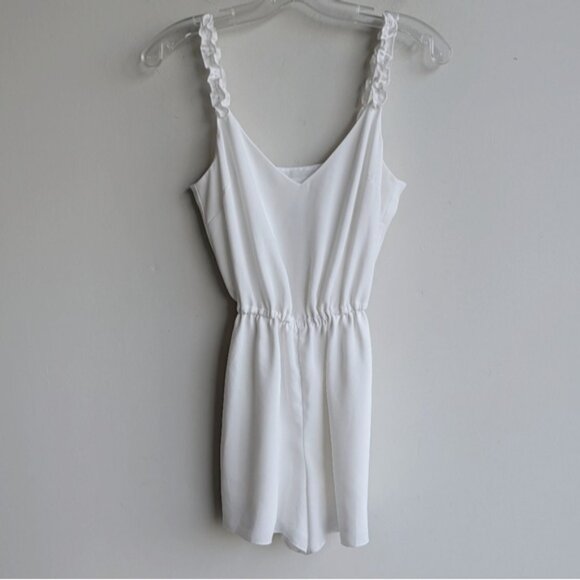 Aritzia Wilfred white Melodie sleeveless romper with ruffle straps - Picture 1 of 7